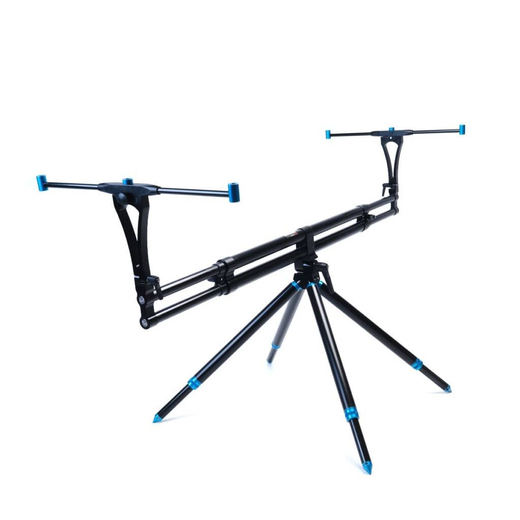 Rod Pod in alluminio a 3 boccole con dettagli blu anodizzato
