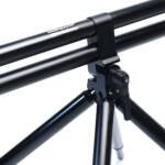 Dettaglio del sistema di bloccaggio e struttura in alluminio nero del Rod Pod Morgana