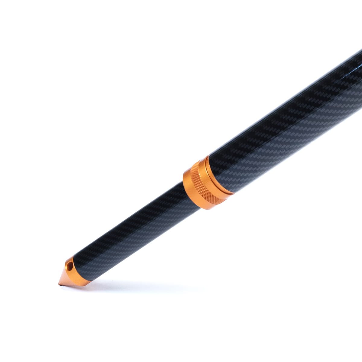 Dettaglio della prolunga finale del Rod Pod Fusion Carbon con terminale in carbonio arancione